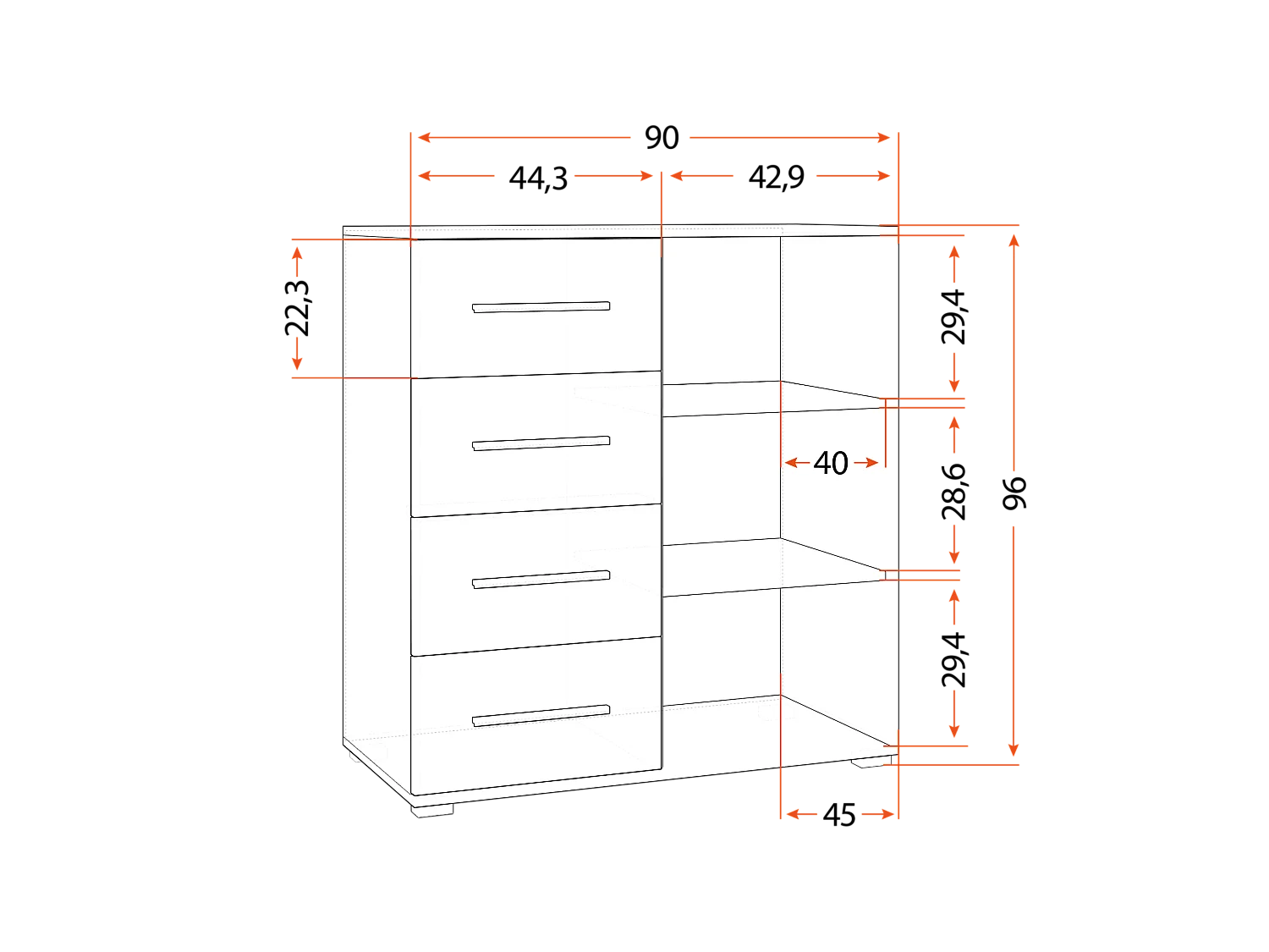 Ensemble armoire et commode Aenora Ilario avec miroir - Chêne - Blanc