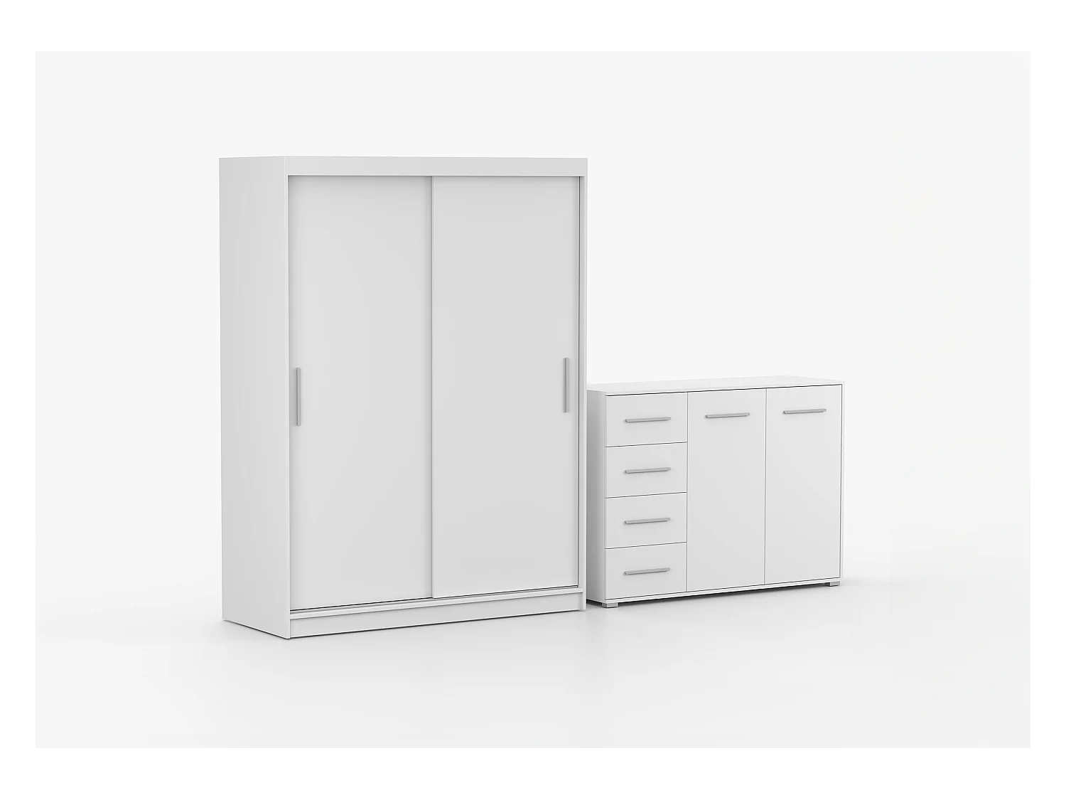 Ensemble armoire Elsinore et commode Ilario - Blanc