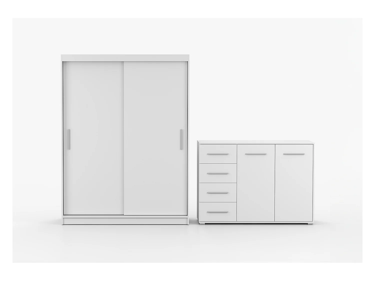 Ensemble armoire Elsinore et commode Ilario - Blanc