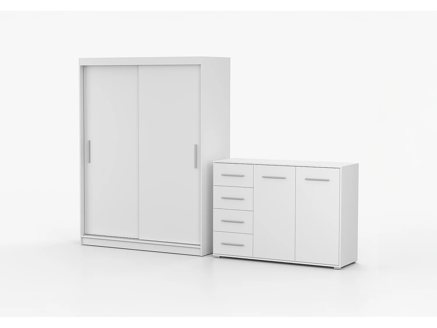 Ensemble armoire Elsinore et commode Ilario - Blanc