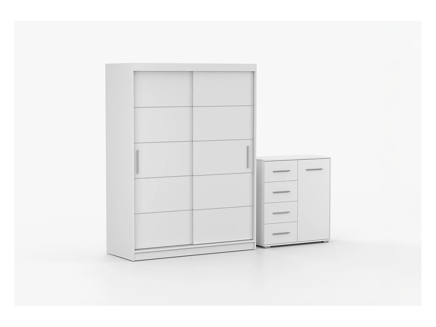 Ensemble armoire Aliona et commode Ilario - Blanc