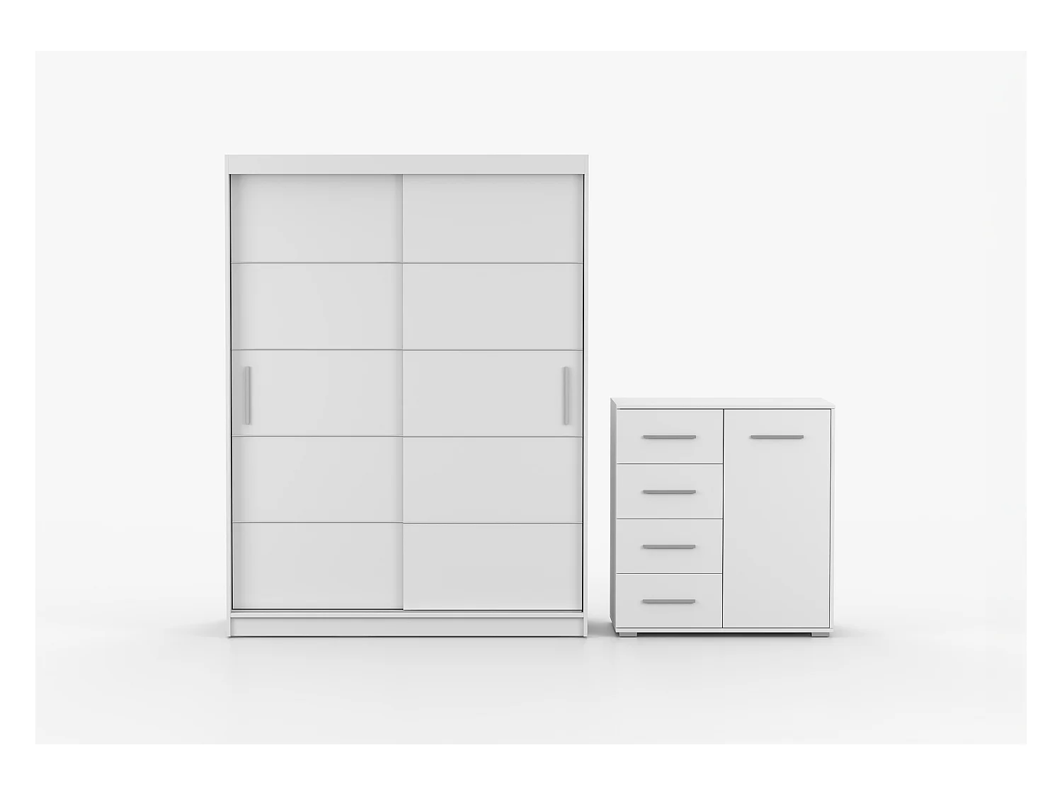 Ensemble armoire Aliona et commode Ilario - Blanc