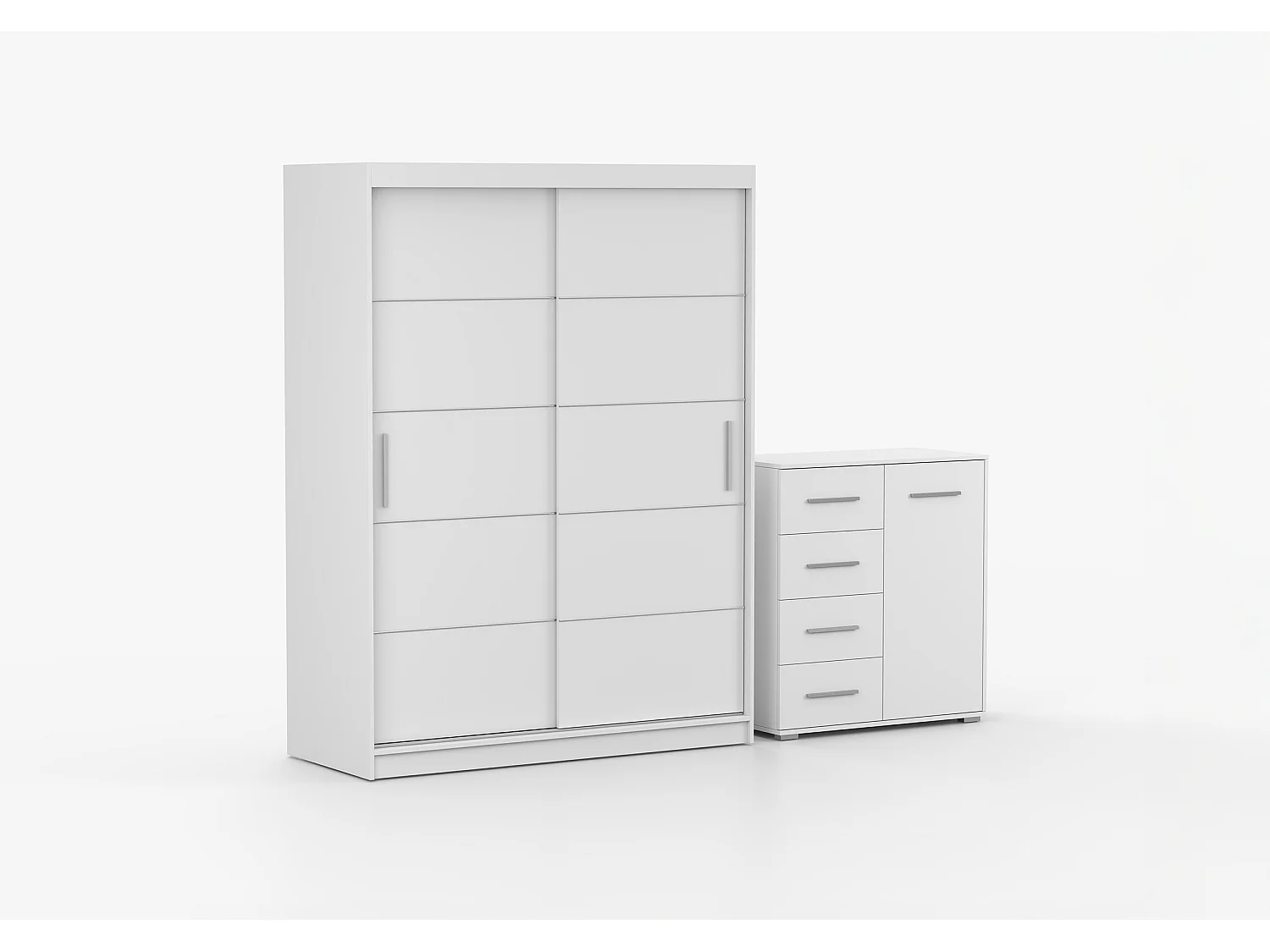 Ensemble armoire Aliona et commode Ilario - Blanc