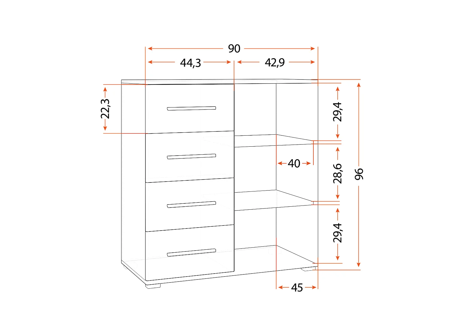 Ensemble armoire Aliona et commode Ilario - Blanc