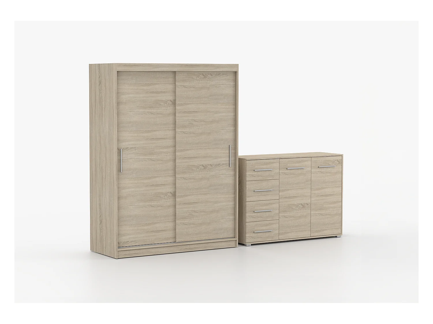 Ensemble armoire Elsinore et commode Ilario - Chêne