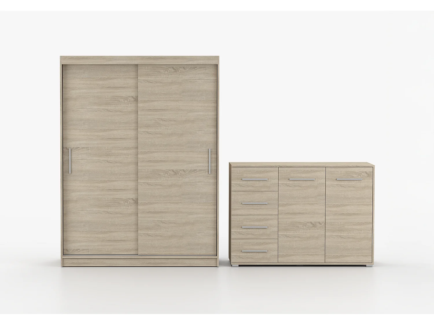 Ensemble armoire Elsinore et commode Ilario - Chêne