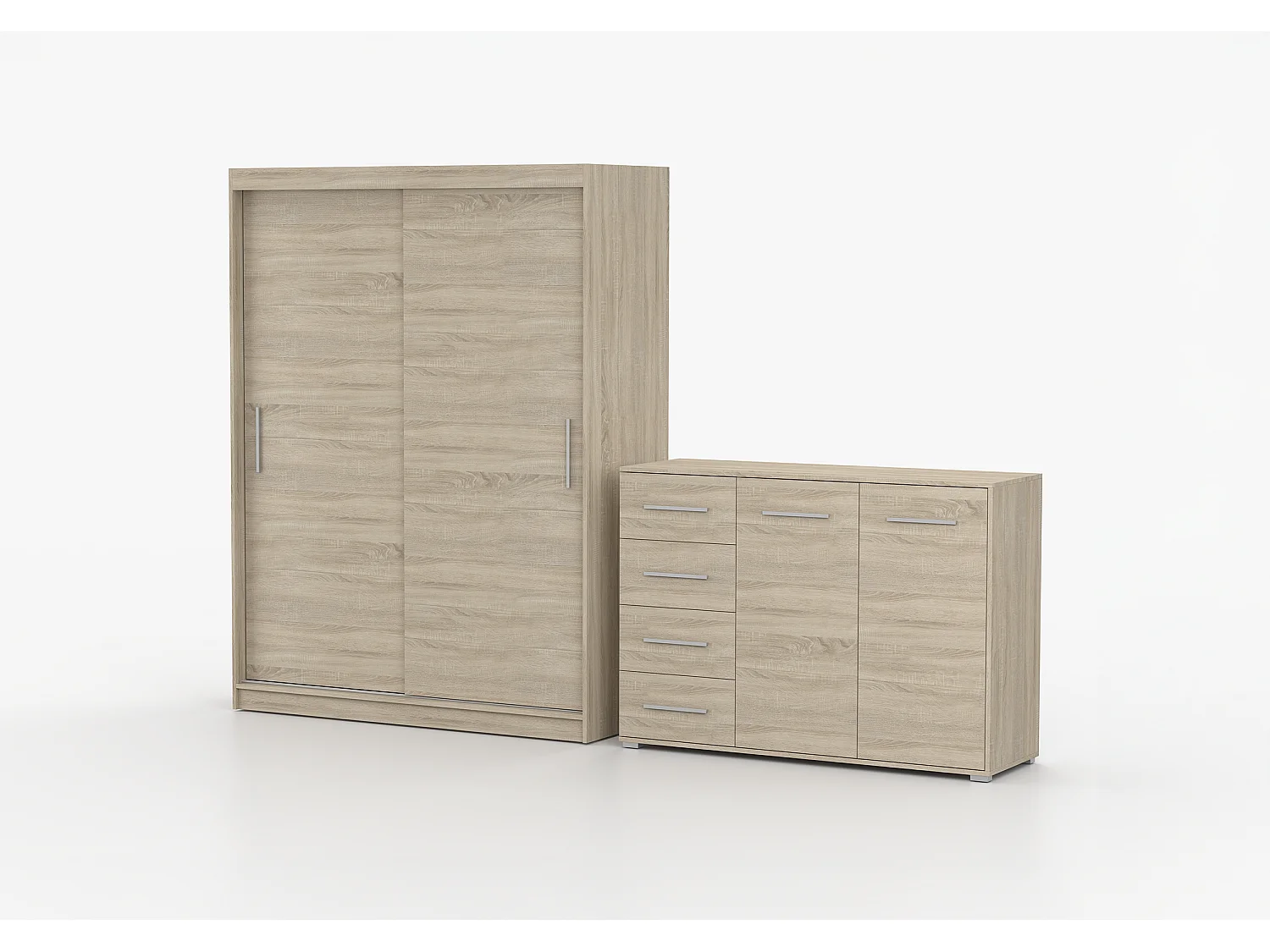 Ensemble armoire Elsinore et commode Ilario - Chêne