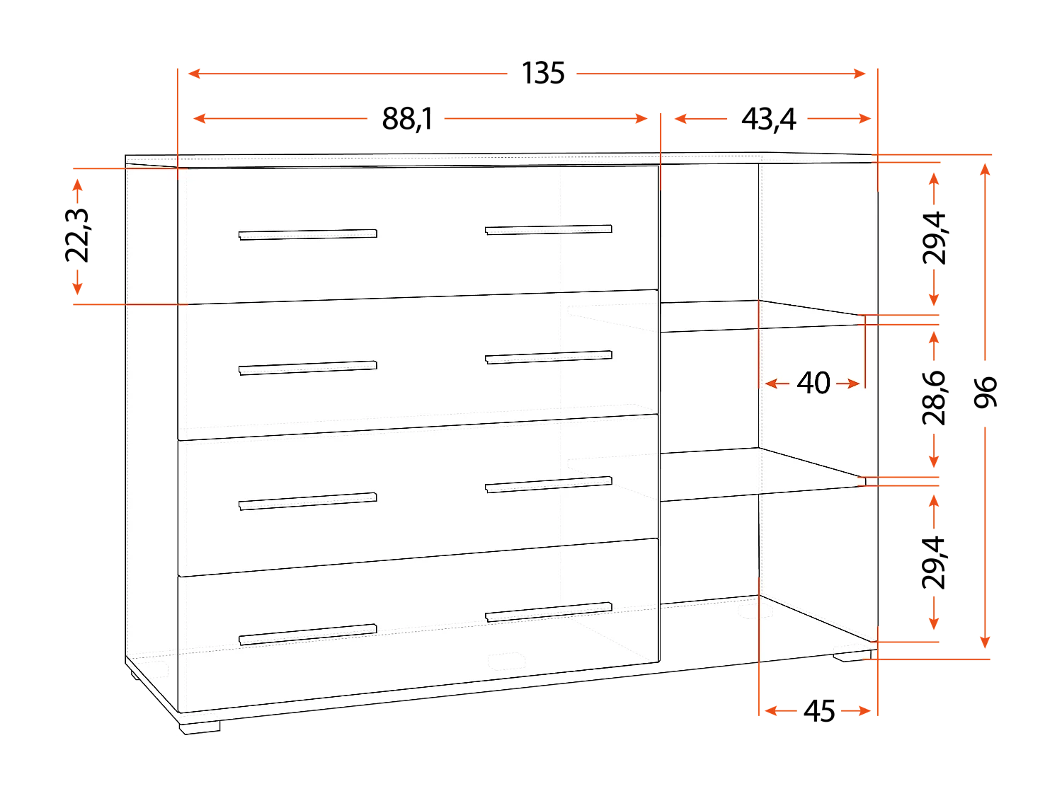 Ensemble armoire Danae et commode Ilario - Chêne