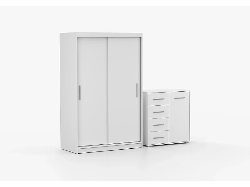 Ensemble armoire Yvae et commode Ilario - Blanc