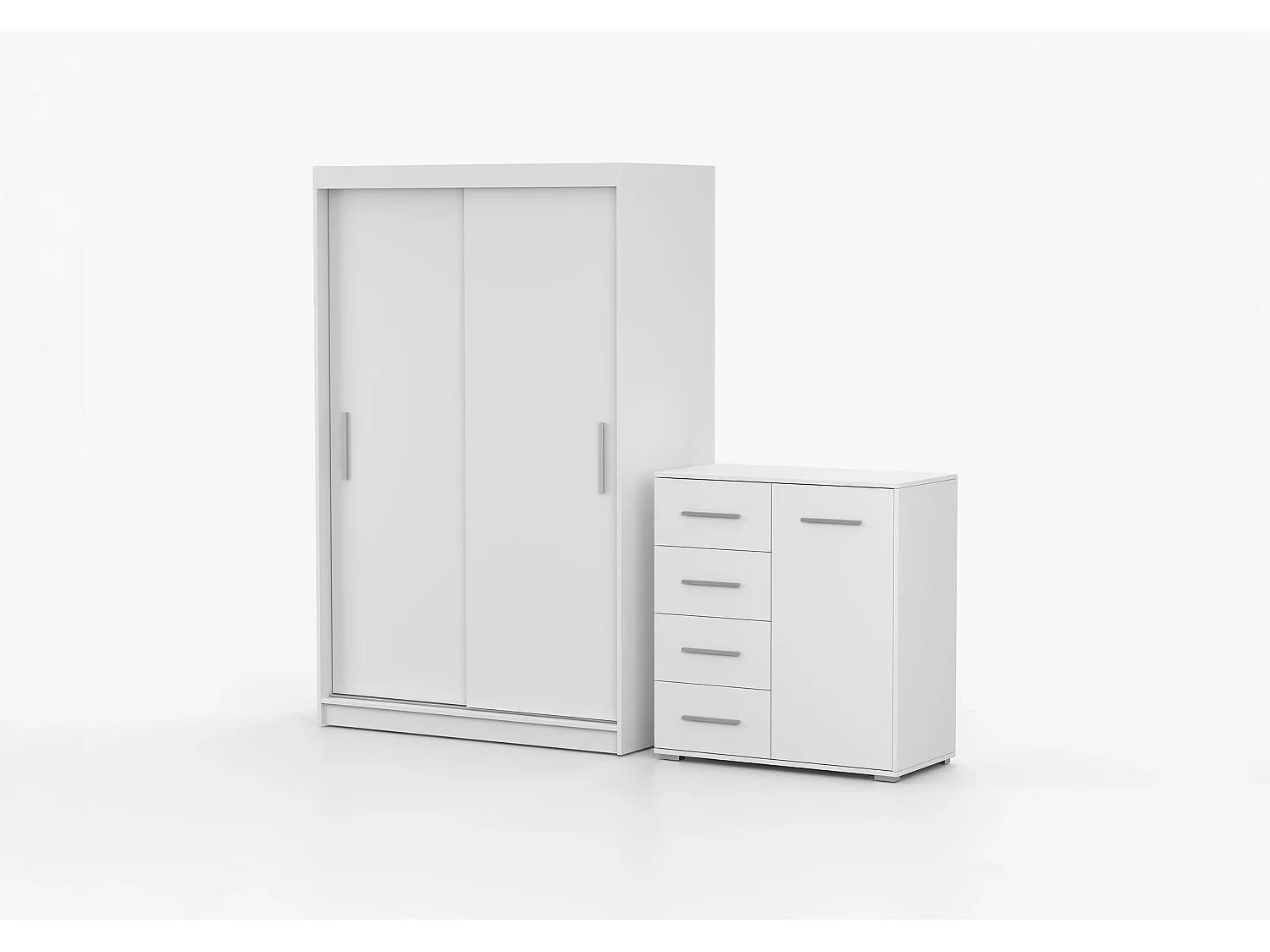 Ensemble armoire Yvae et commode Ilario - Blanc
