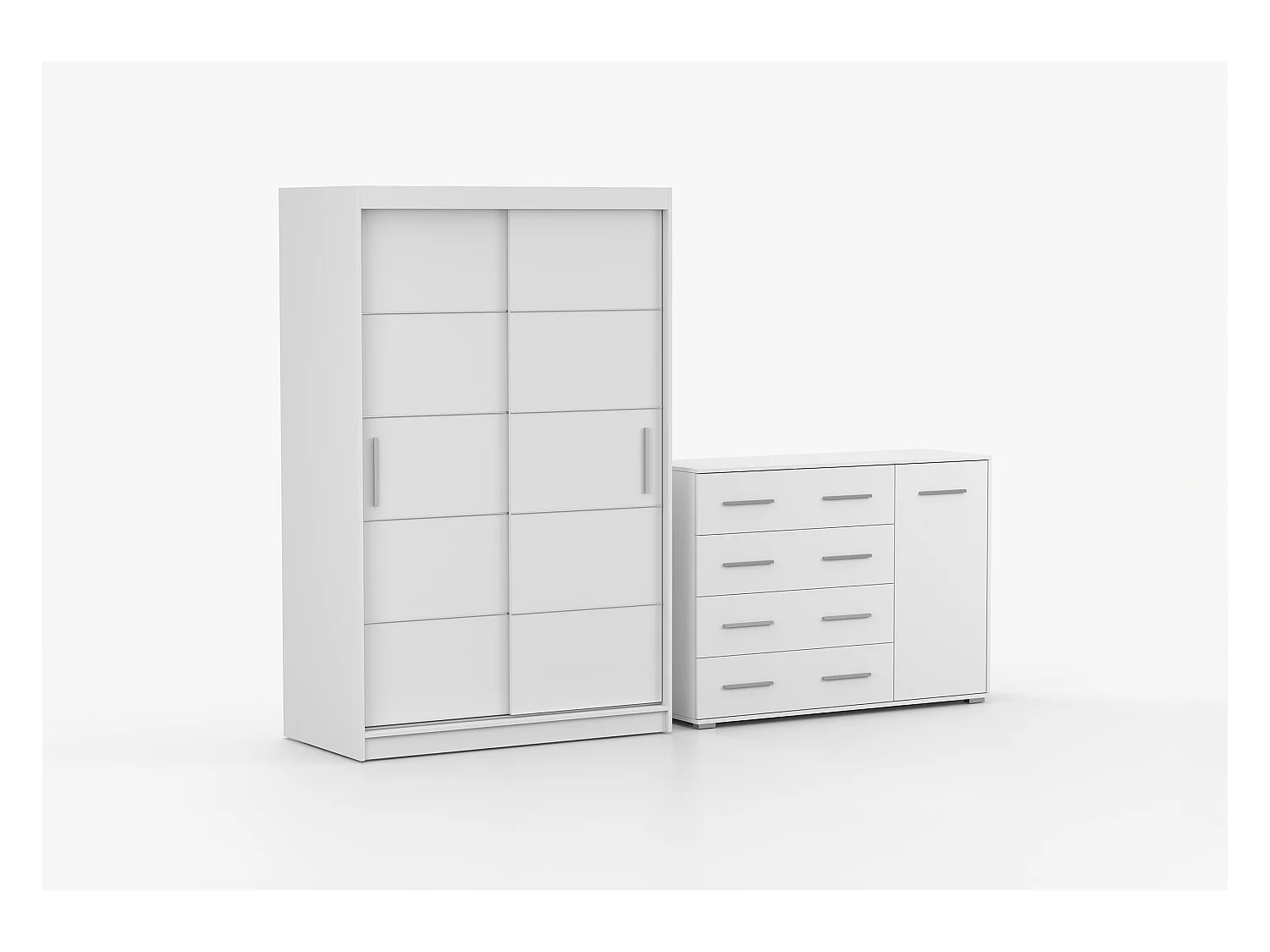 Ensemble armoire Lilwenn et commode Ilario - Blanc