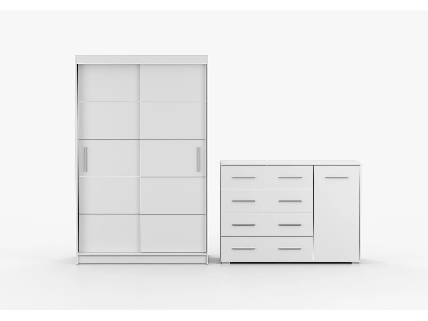 Ensemble armoire Lilwenn et commode Ilario - Blanc