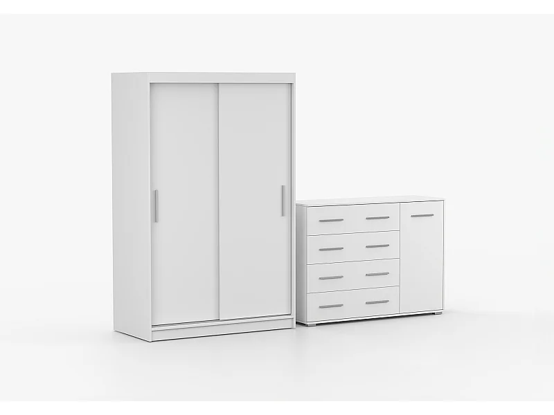 Ensemble armoire Yvae et commode Ilario - Blanc