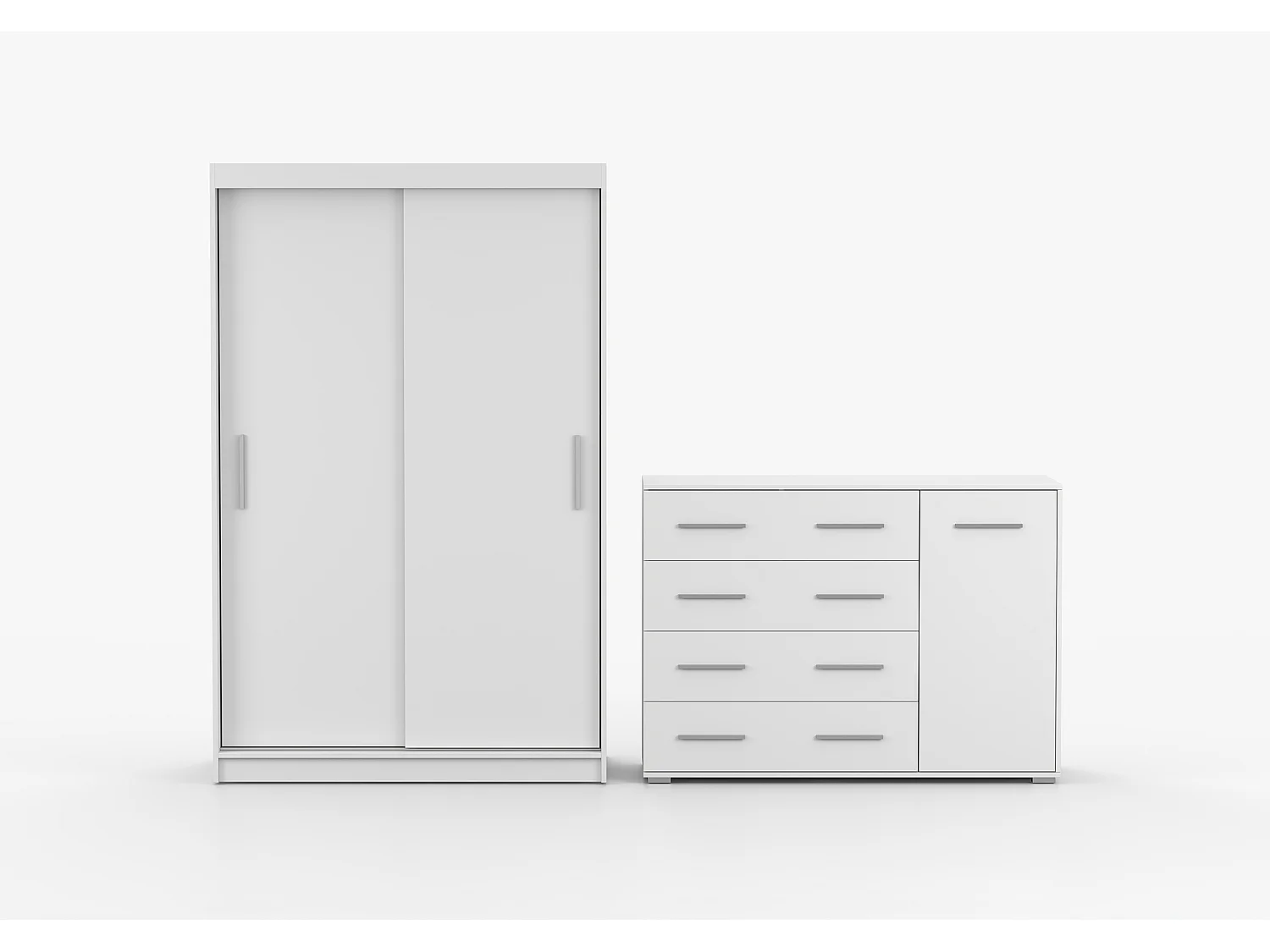 Ensemble armoire Yvae et commode Ilario - Blanc
