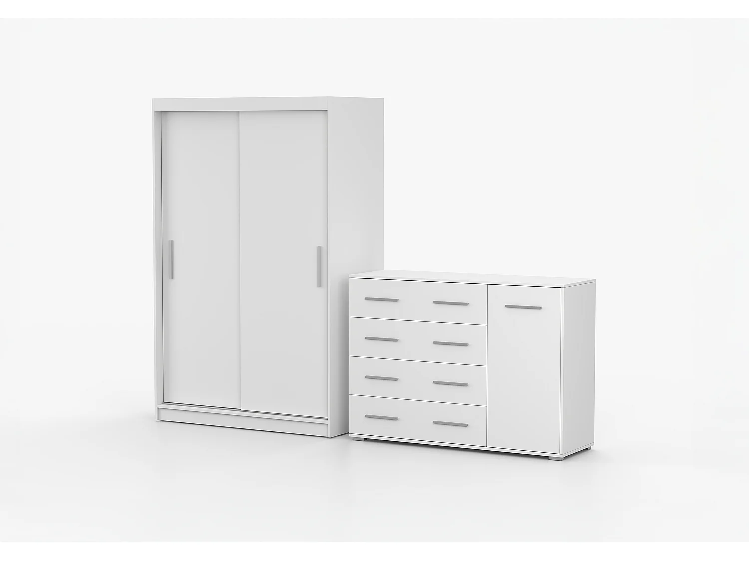Ensemble armoire Yvae et commode Ilario - Blanc