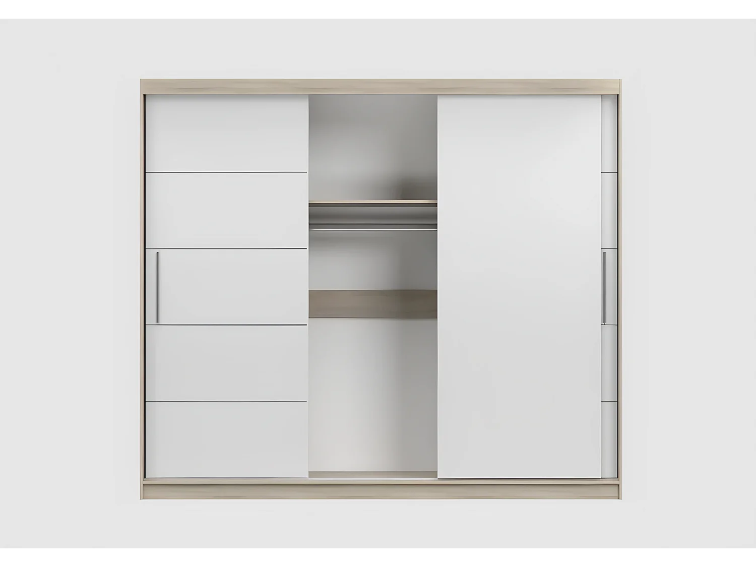 Ensemble armoire Thalia avec commode Ilario - Chêne - Blanc