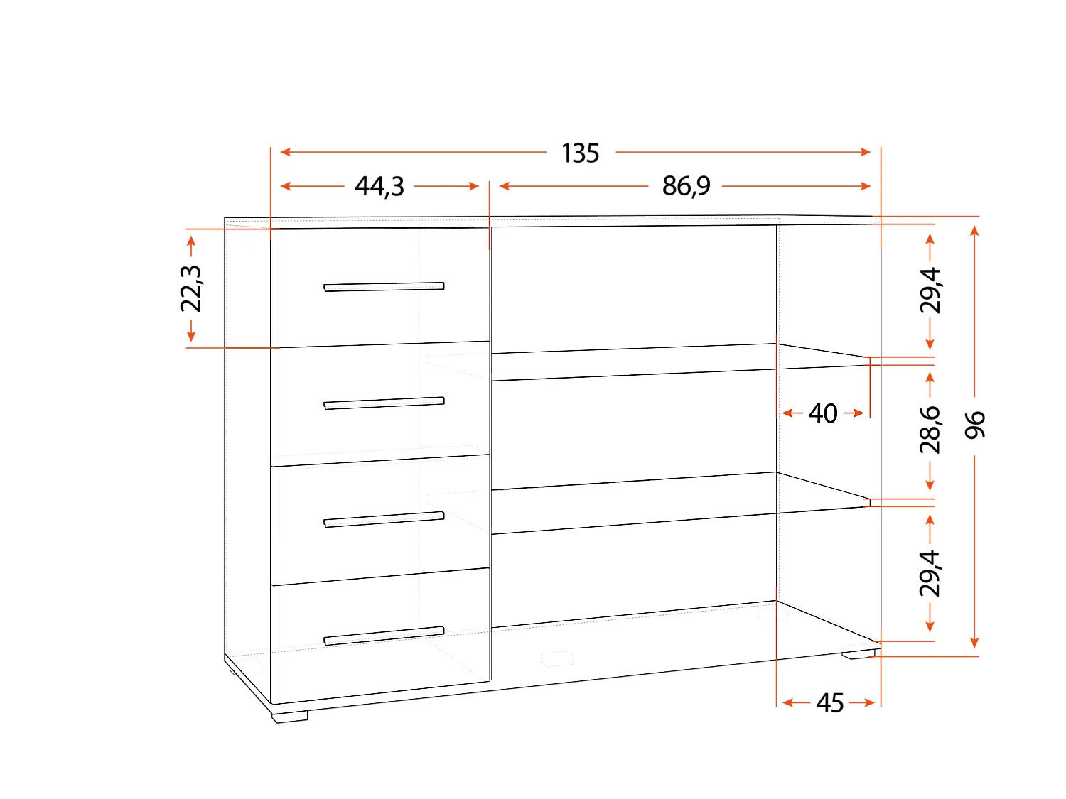 Ensemble armoire Aenora et commode Ilario - Blanc