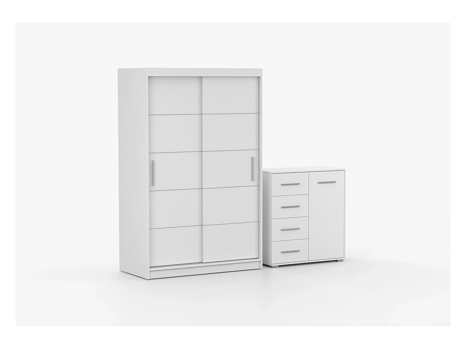 Ensemble armoire Lilwenn et commode Ilario - Blanc