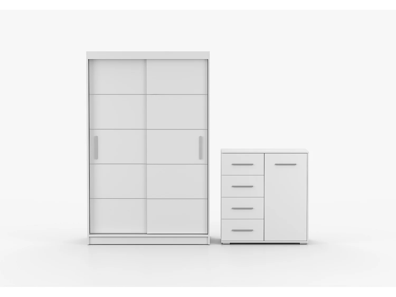 Ensemble armoire Lilwenn et commode Ilario - Blanc