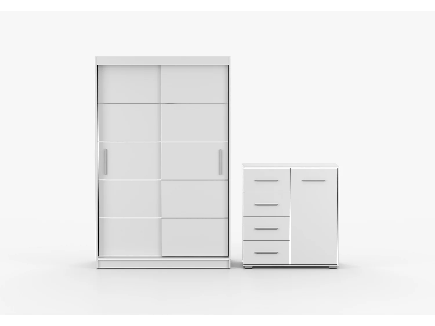 Ensemble armoire Lilwenn et commode Ilario - Blanc