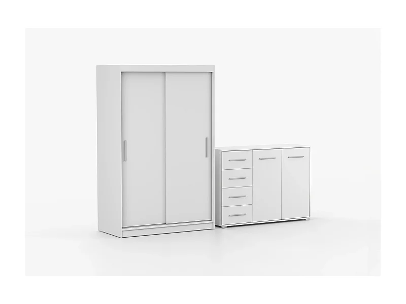 Ensemble armoire Yvae et commode Ilario - Blanc