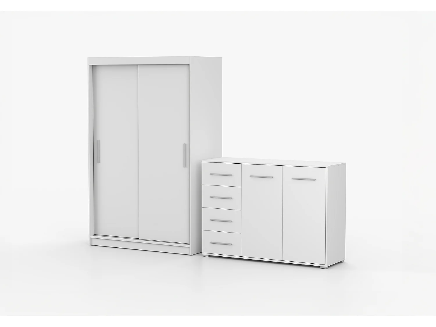 Ensemble armoire Yvae et commode Ilario - Blanc