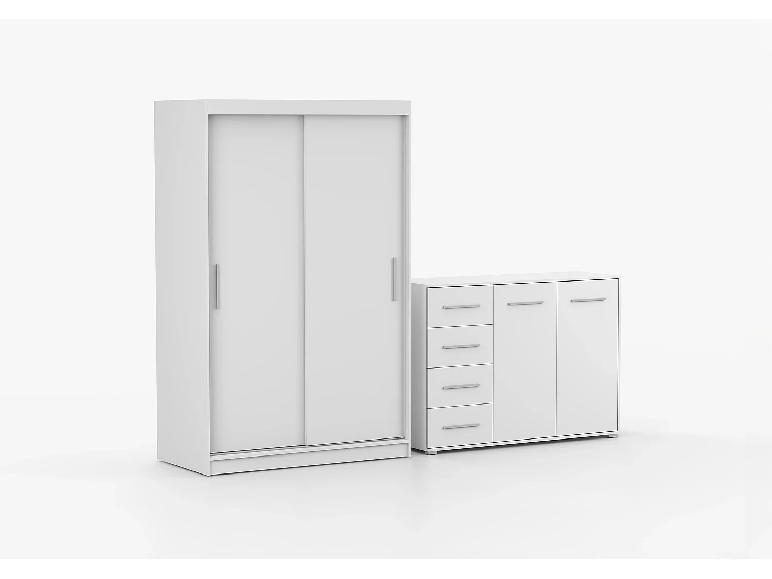 Ensemble armoire Yvae et commode Ilario - Blanc