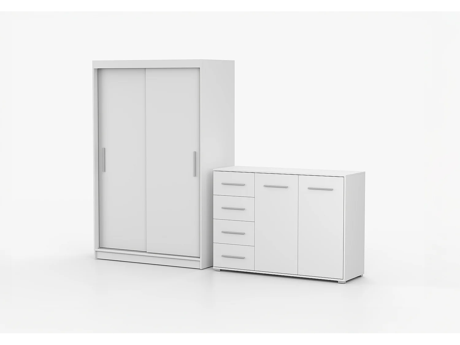 Ensemble armoire Yvae et commode Ilario - Blanc