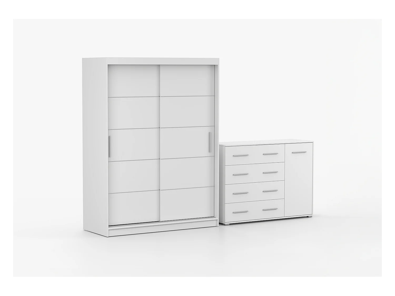 Ensemble armoire Aliona et commode Ilario - Blanc