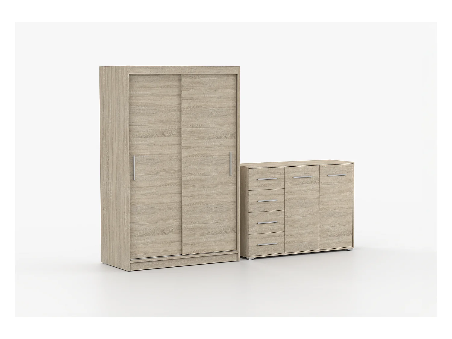 Ensemble armoire Yvae et commode Ilario - Chêne