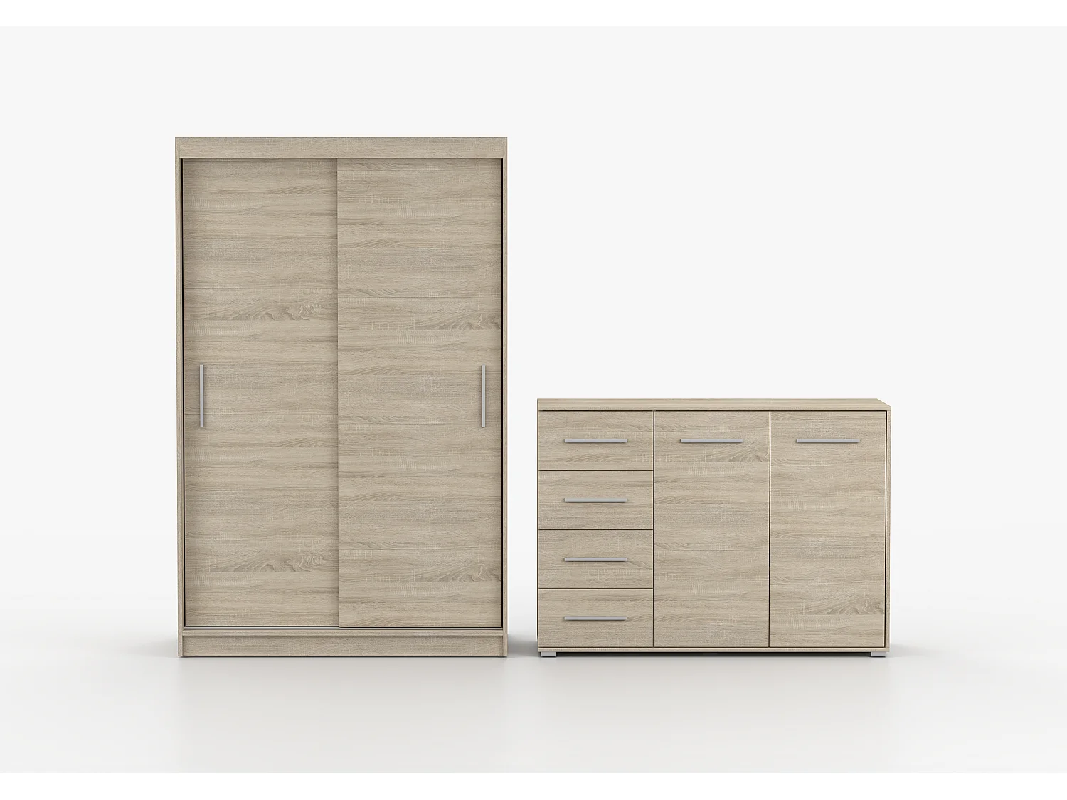 Ensemble armoire Yvae et commode Ilario - Chêne