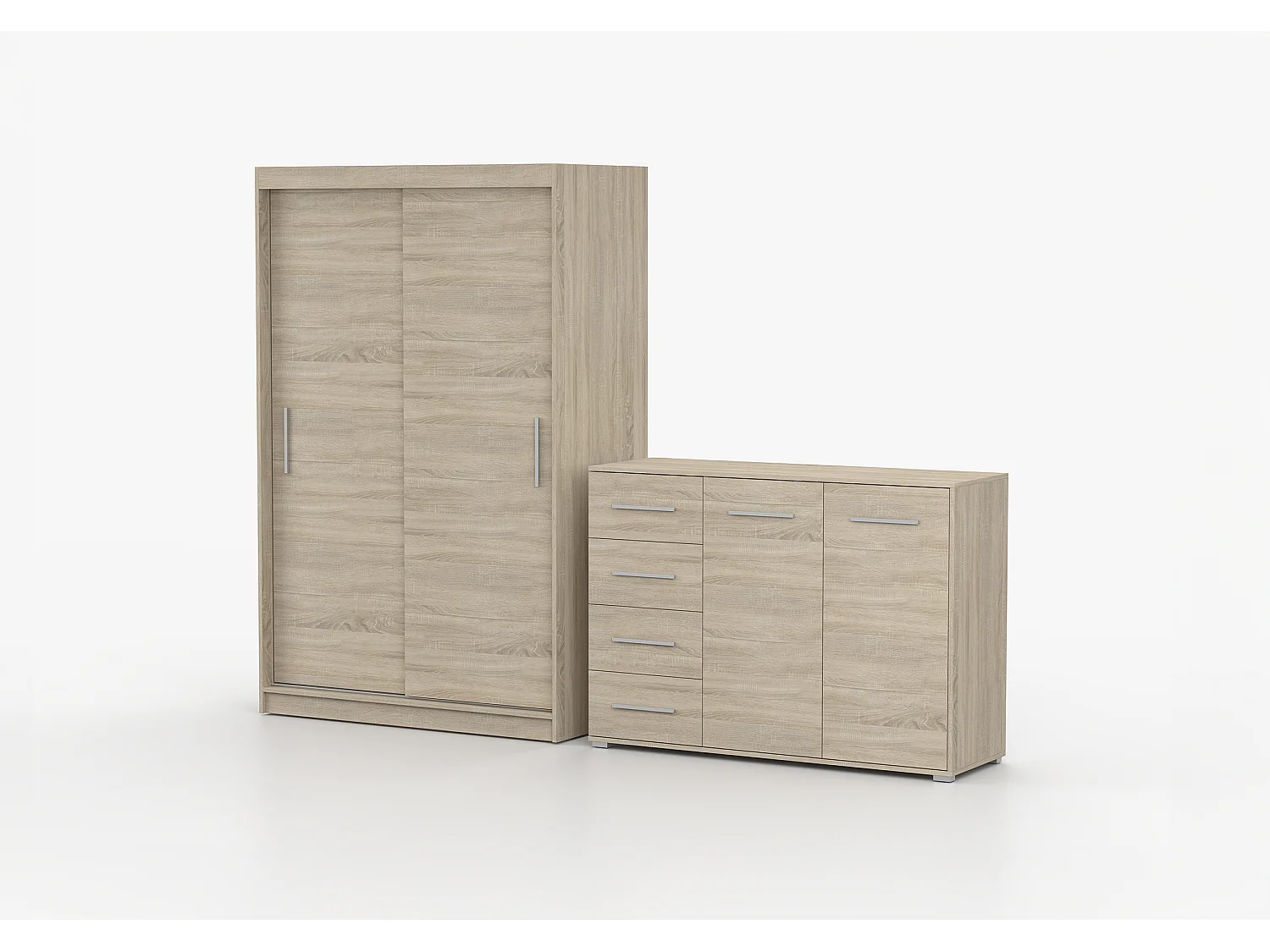 Ensemble armoire Yvae et commode Ilario - Chêne