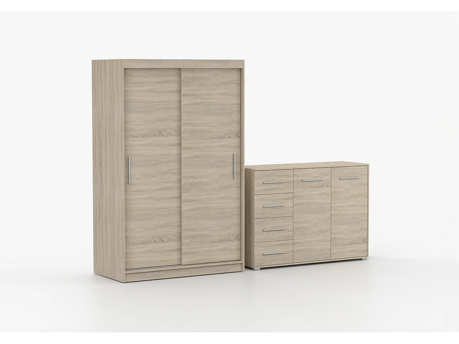 Ensemble armoire Yvae et commode Ilario - Chêne