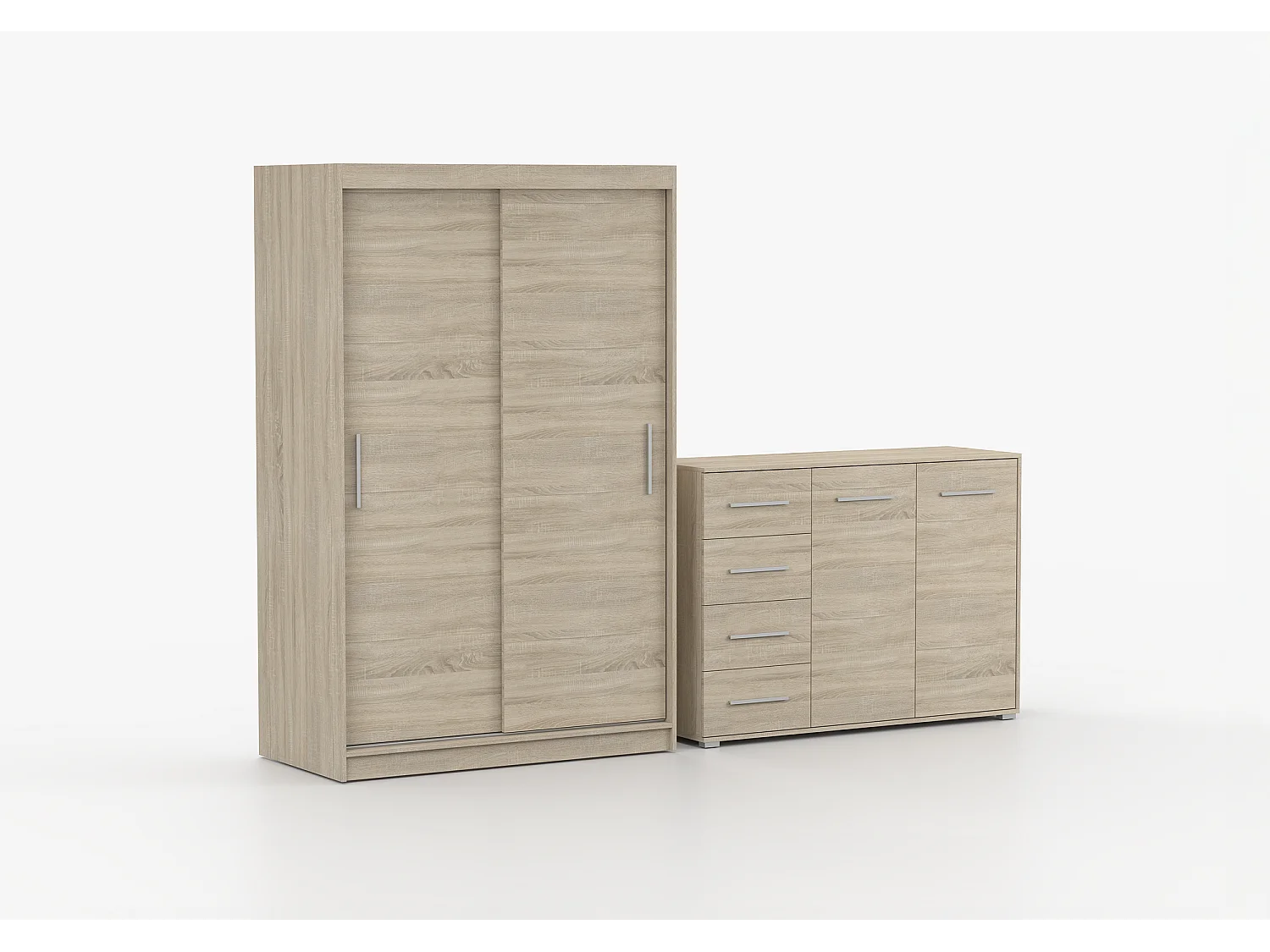 Ensemble armoire Yvae et commode Ilario - Chêne