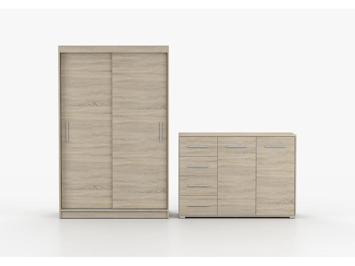 Ensemble armoire Yvae et commode Ilario - Chêne