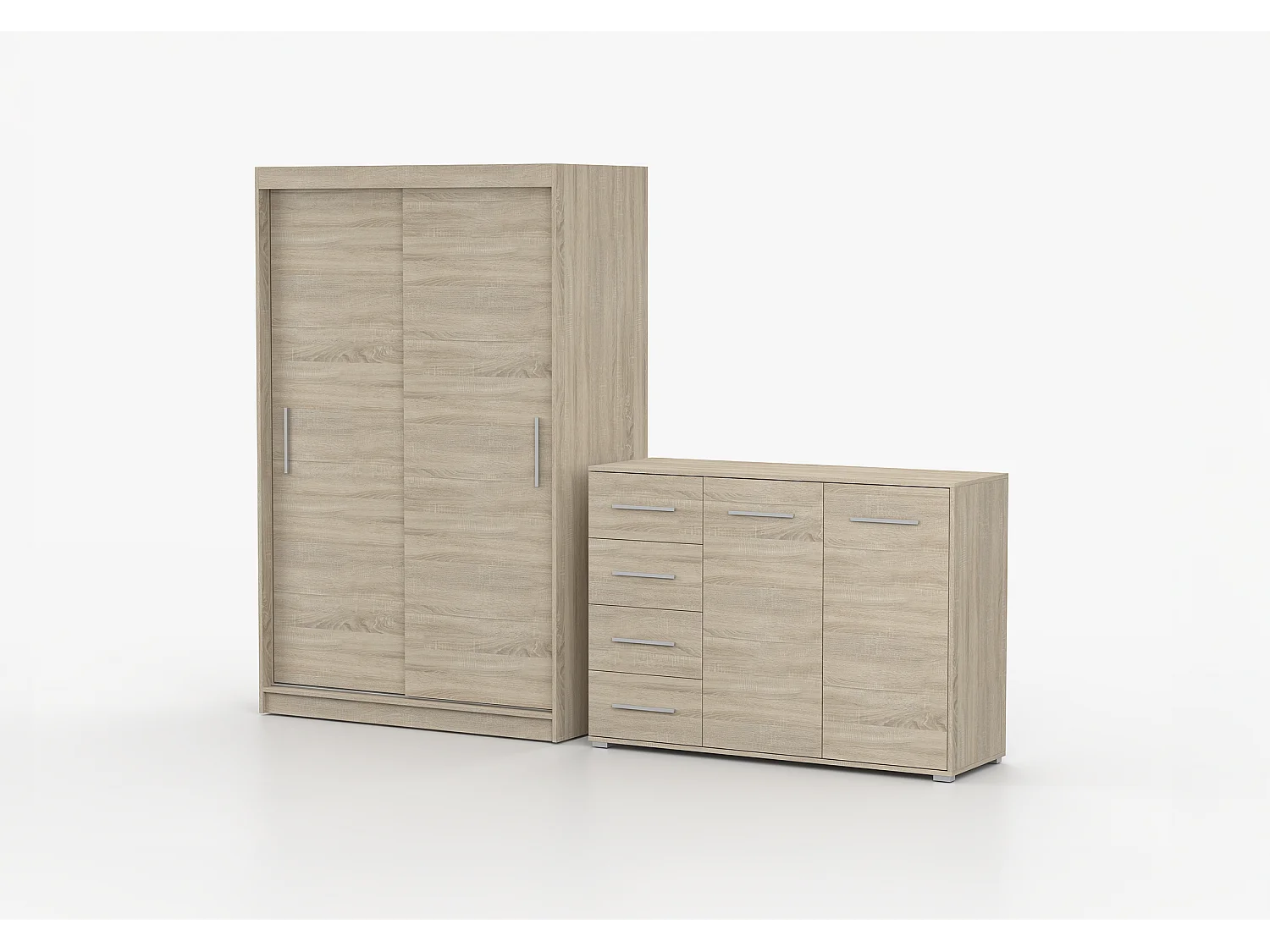 Ensemble armoire Yvae et commode Ilario - Chêne