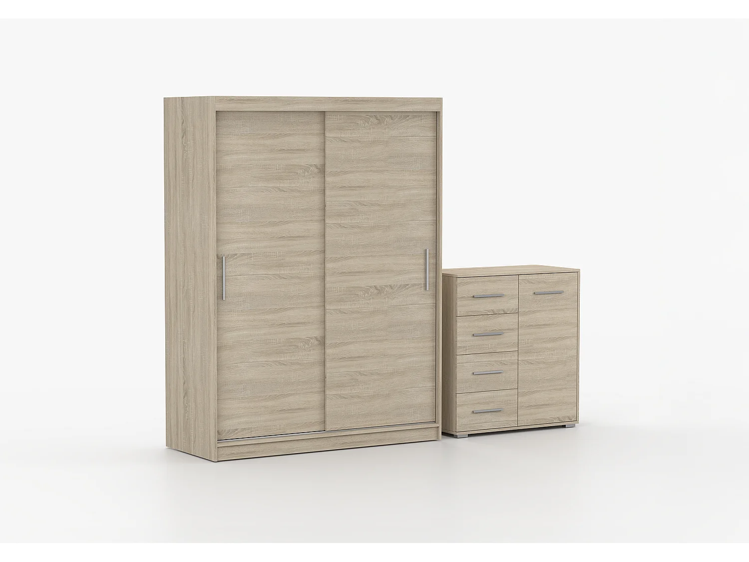 Ensemble armoire Elsinore et commode Ilario - Chêne