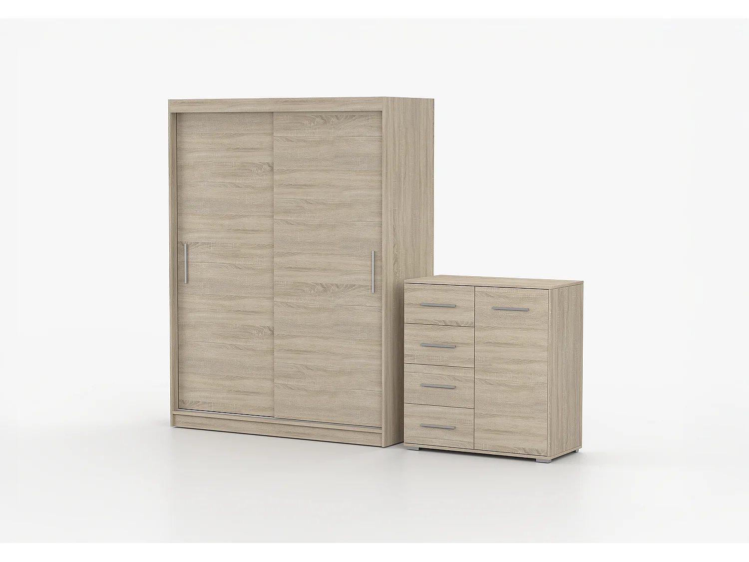 Ensemble armoire Elsinore et commode Ilario - Chêne