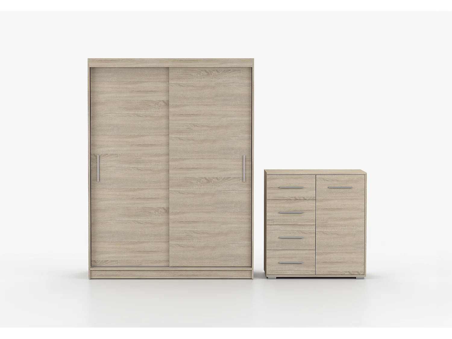 Ensemble armoire Elsinore et commode Ilario - Chêne