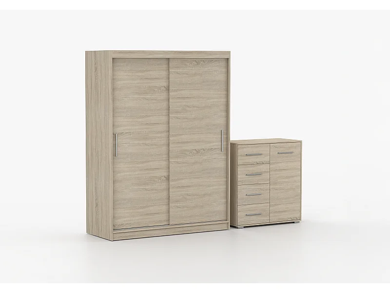 Ensemble armoire Elsinore et commode Ilario - Chêne