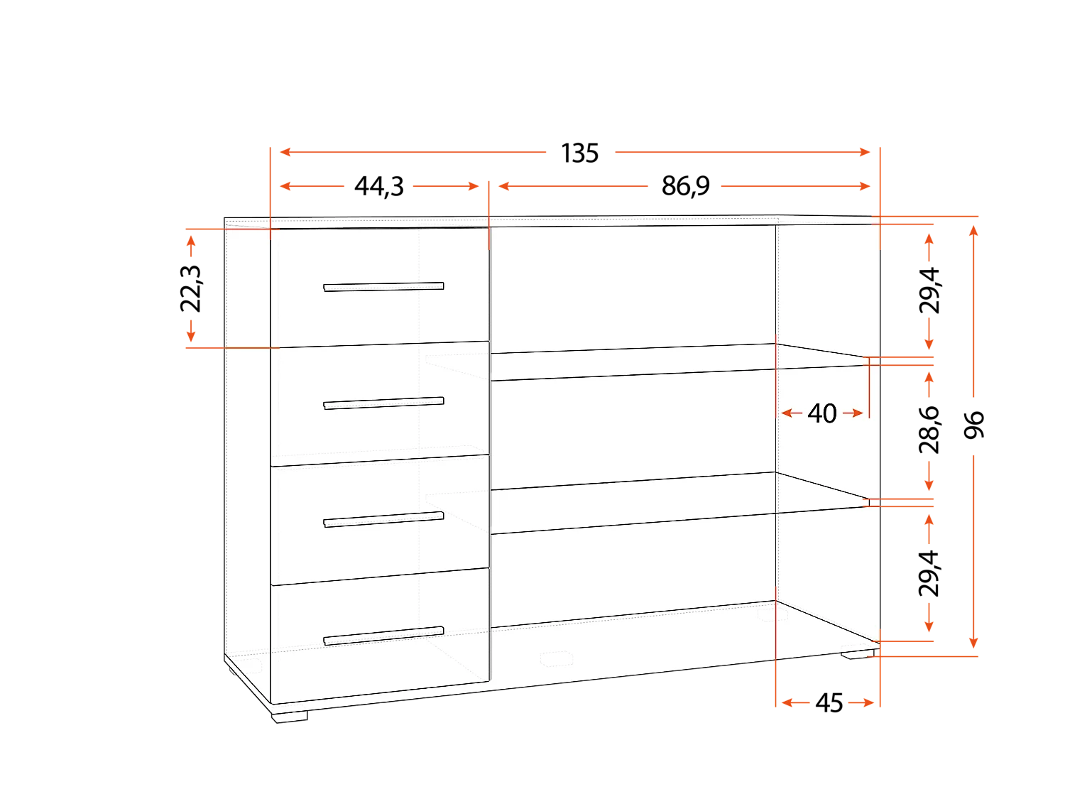 Ensemble armoire Danae et commode Ilario avec miroir - Chêne - Blanc