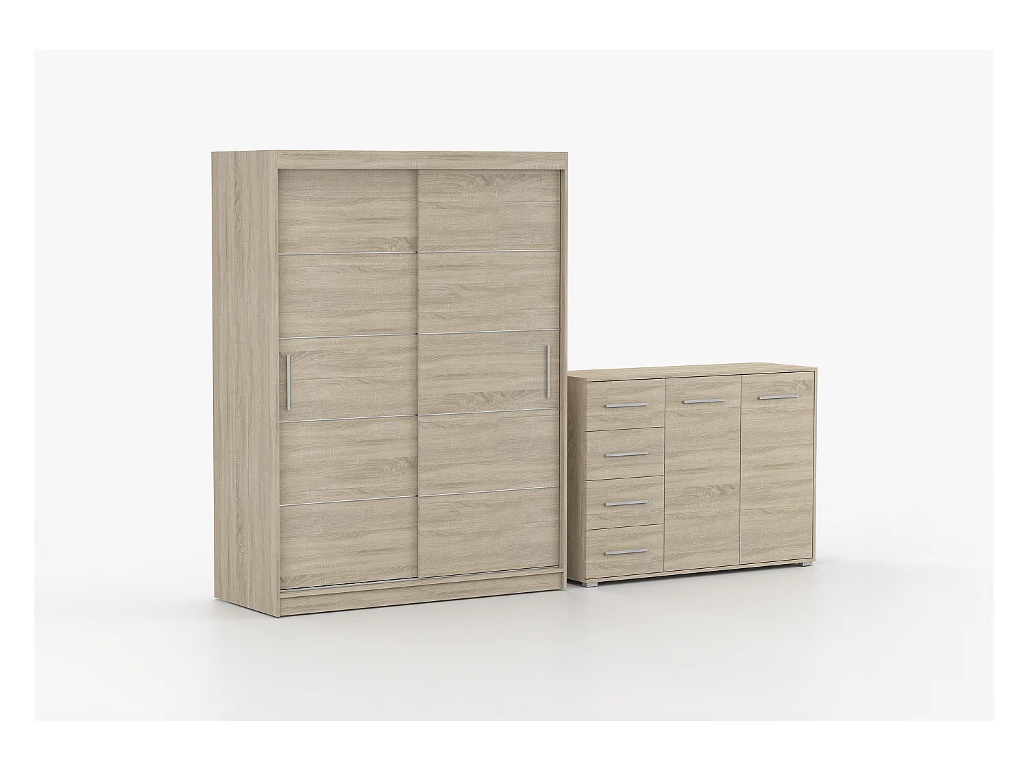 Ensemble armoire Lilwenn et commode Ilario - Chêne