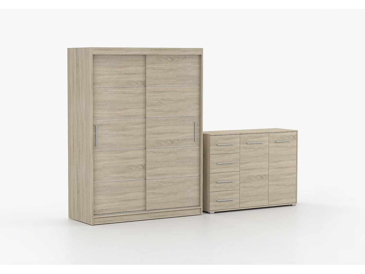 Ensemble armoire Lilwenn et commode Ilario - Chêne