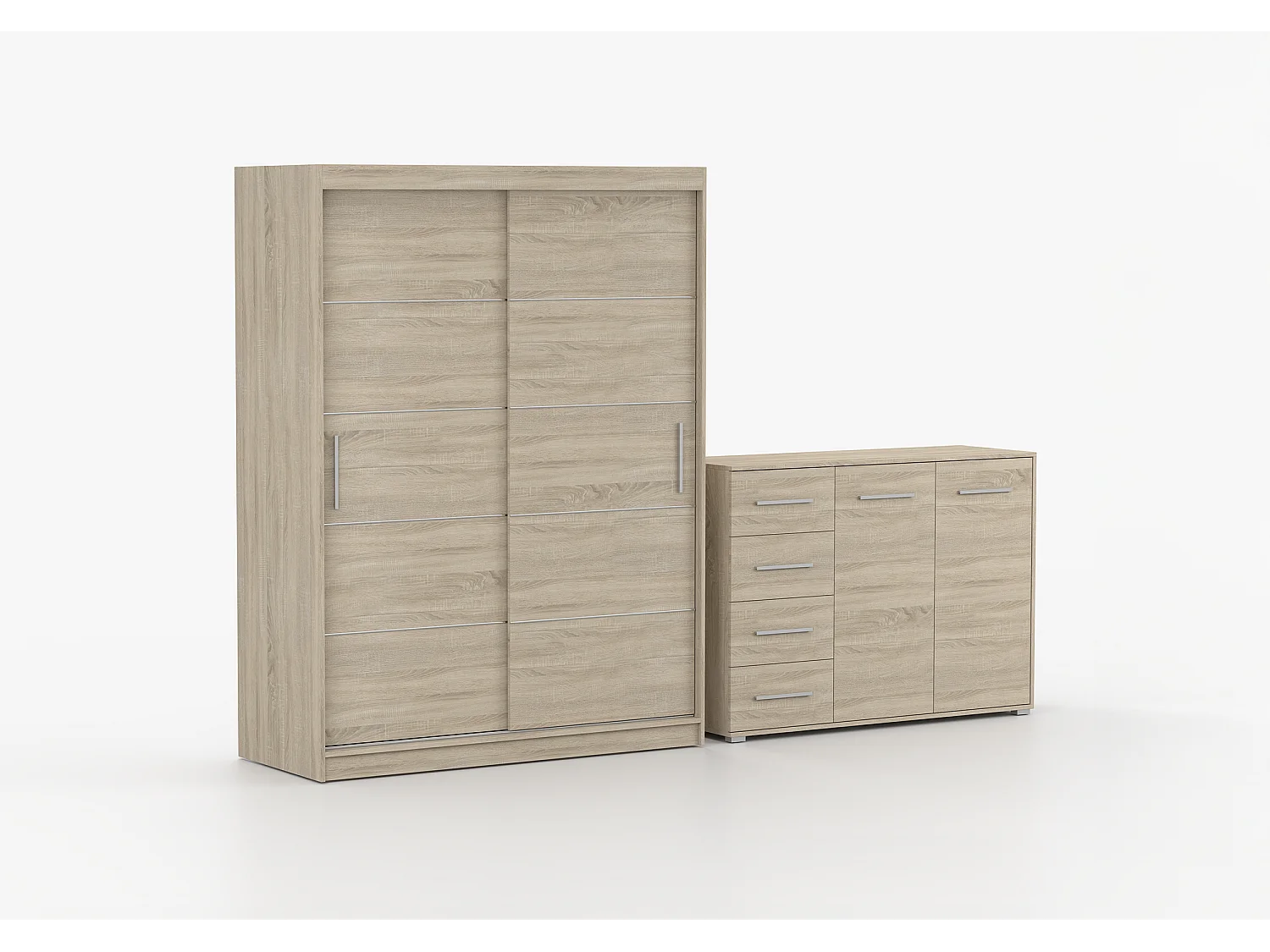 Ensemble armoire Lilwenn et commode Ilario - Chêne