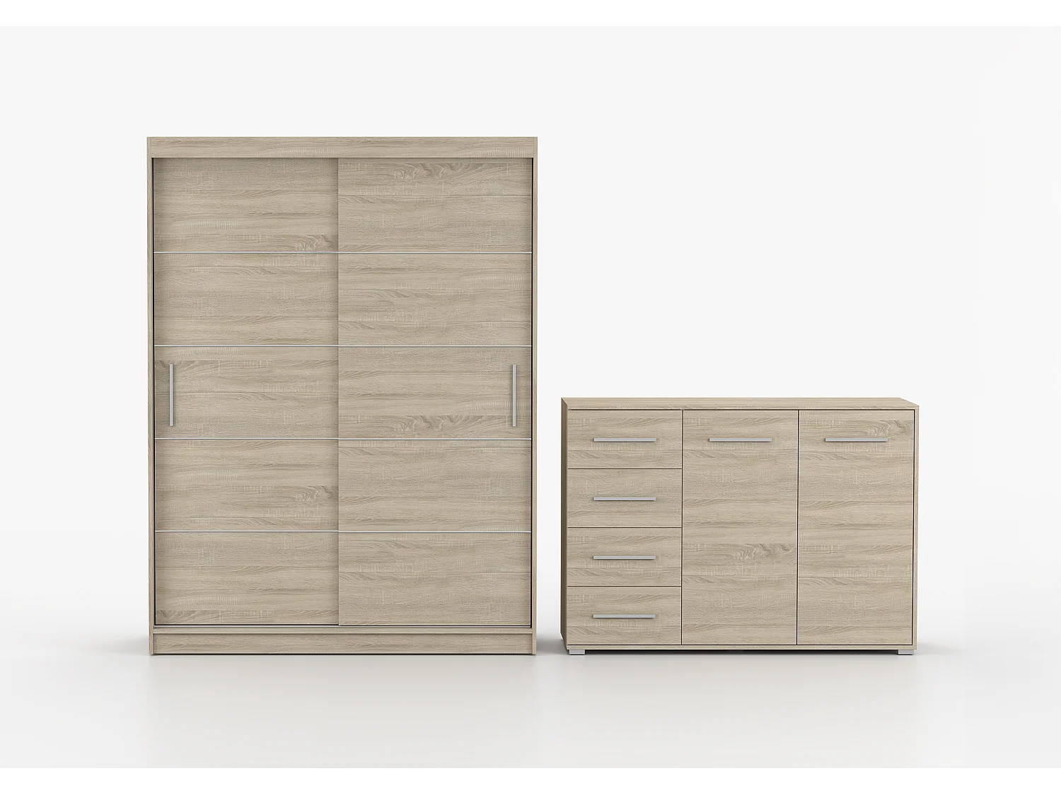 Ensemble armoire Lilwenn et commode Ilario - Chêne