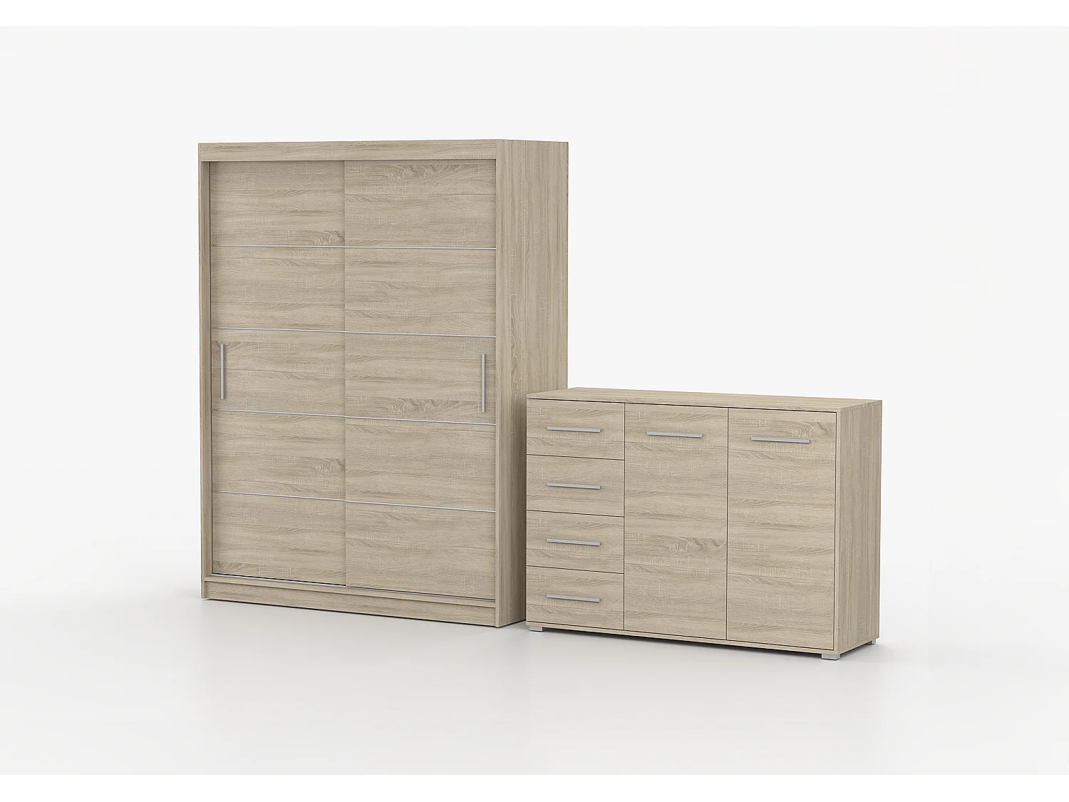 Ensemble armoire Lilwenn et commode Ilario - Chêne