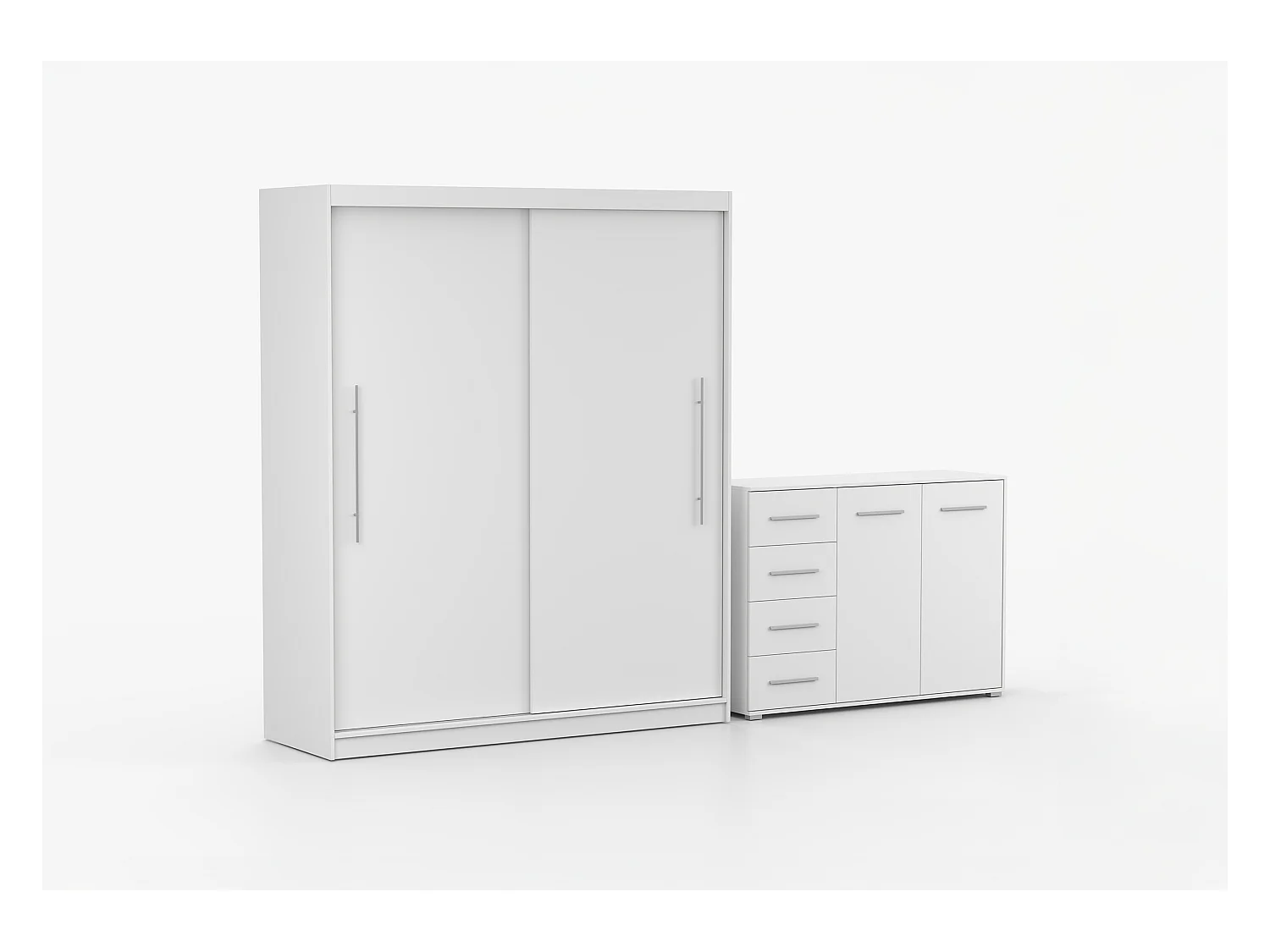 Ensemble armoire Miralys avec commode Ilario - Blanc
