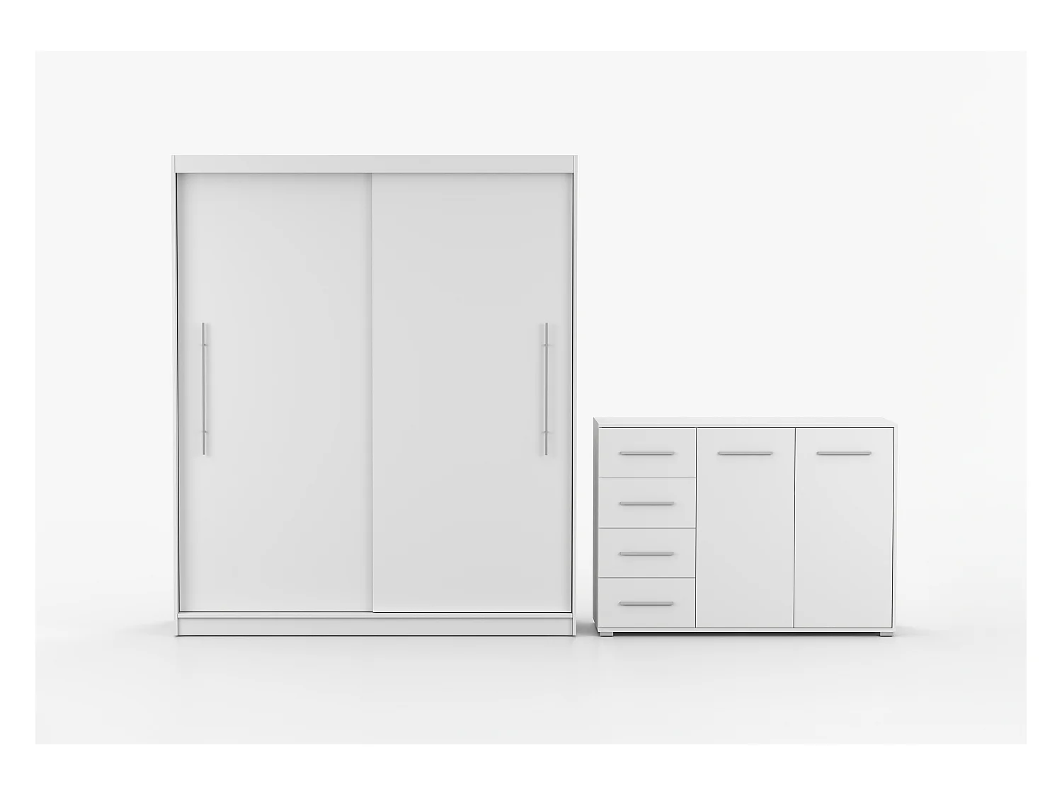 Ensemble armoire Miralys avec commode Ilario - Blanc