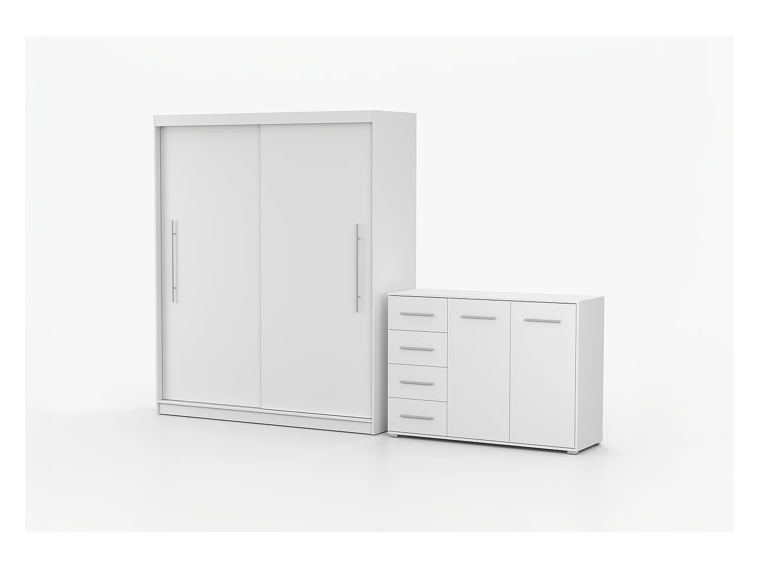 Ensemble armoire Miralys avec commode Ilario - Blanc