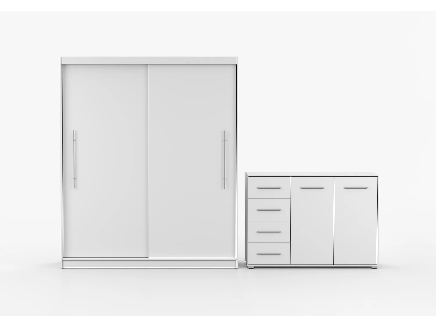 Ensemble armoire Miralys avec commode Ilario - Blanc